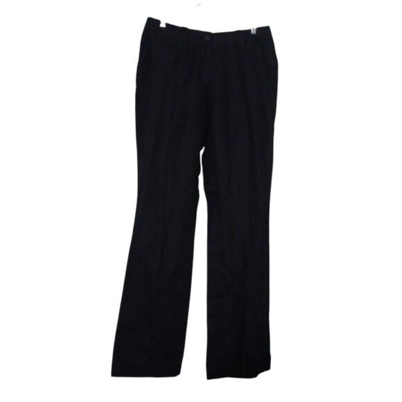 H&M Flare Leg Navy Blue Cotton Linen Blend Dress Pants Women's Size 8 - Picture 3 of 7